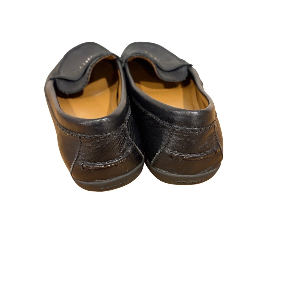 Coach Odette Black Pebbled Leather Penny Loafers MocToe Driver Flats Womens 8.5B - Picture 4 of 8